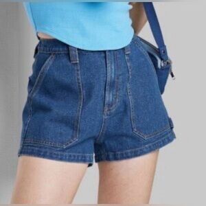 🆕Wild Fable Blue Denim Super High-Rise Utility Jean Shorts 6🆕